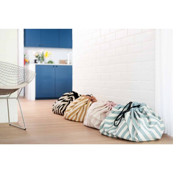 Grand sac à jouets / tapis de jeu 2 en 1 Stripes green