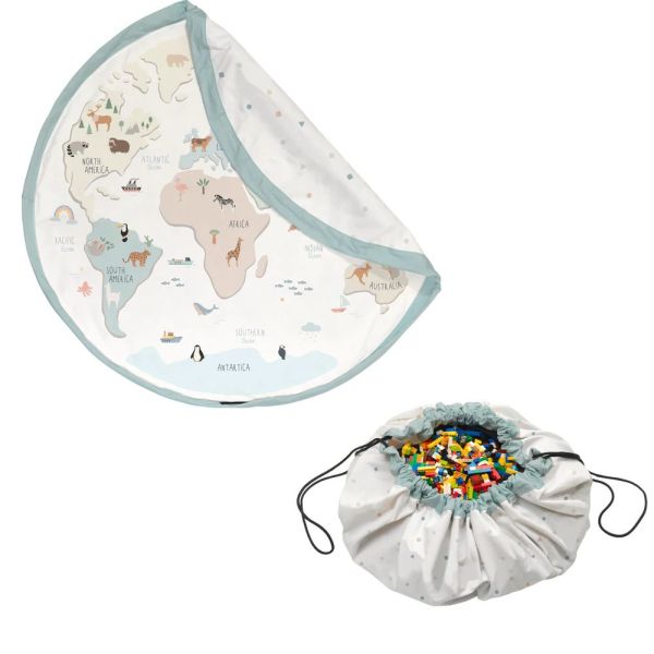 Grand sac à jouets / tapis de jeu 2 en 1 Worldmap colors