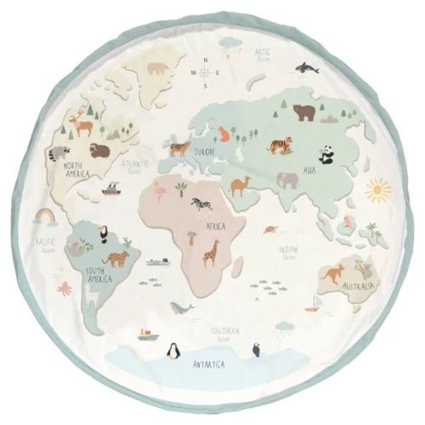 Grand sac à jouets / tapis de jeu 2 en 1 Worldmap colors