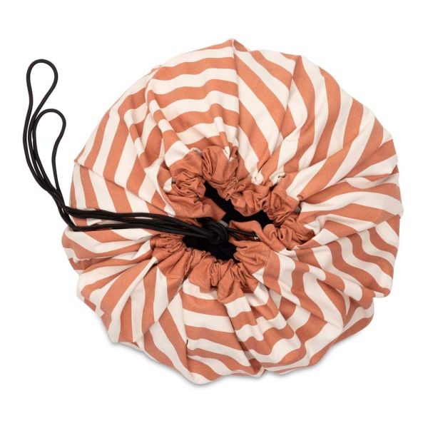 Grand sac à jouets / tapis de jeu 2 en 1 Stripes Brown