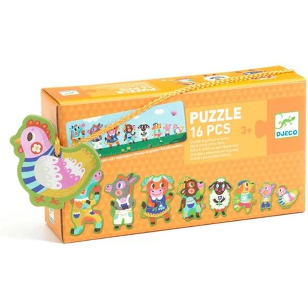 Lot de 8 puzzles de 2 pièces Grands & petits à la ferme
