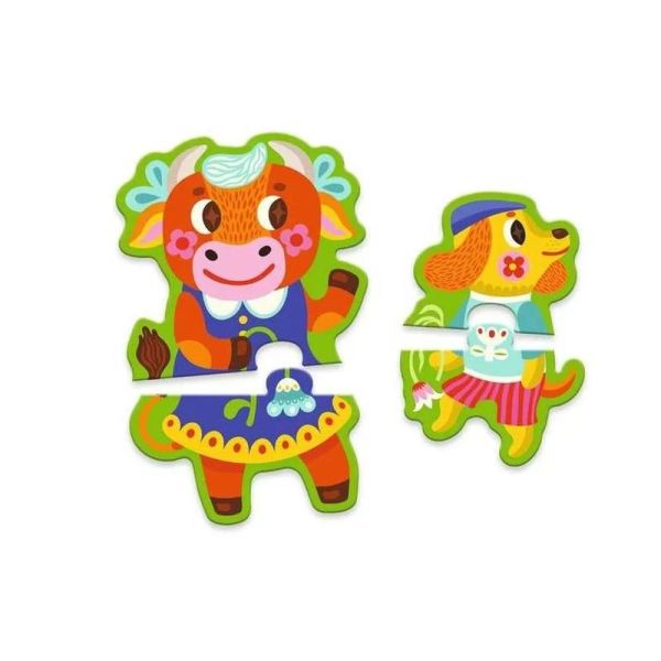 Lot de 8 puzzles de 2 pièces Grands & petits à la ferme
