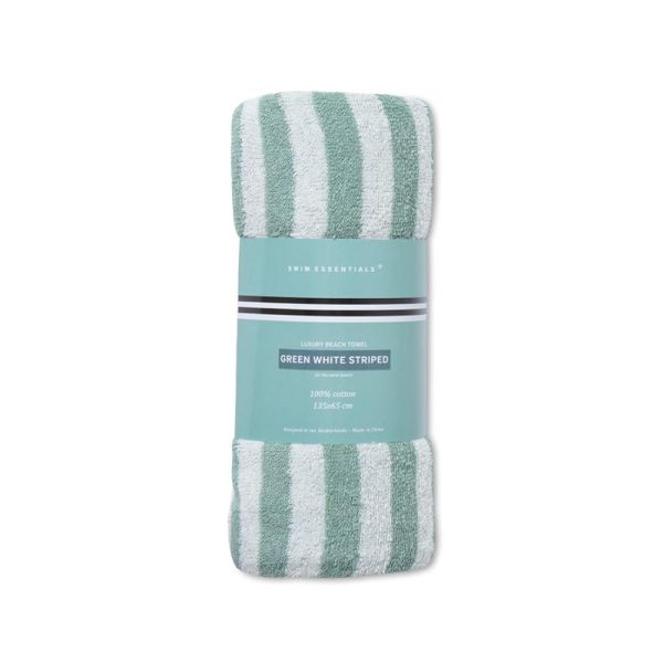 Serviette de plage coton 135 x 65 cm - Rayures vertes