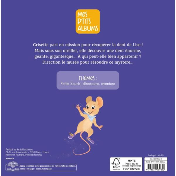 Livre enfant collection Grisette - La dent du dinosaure
