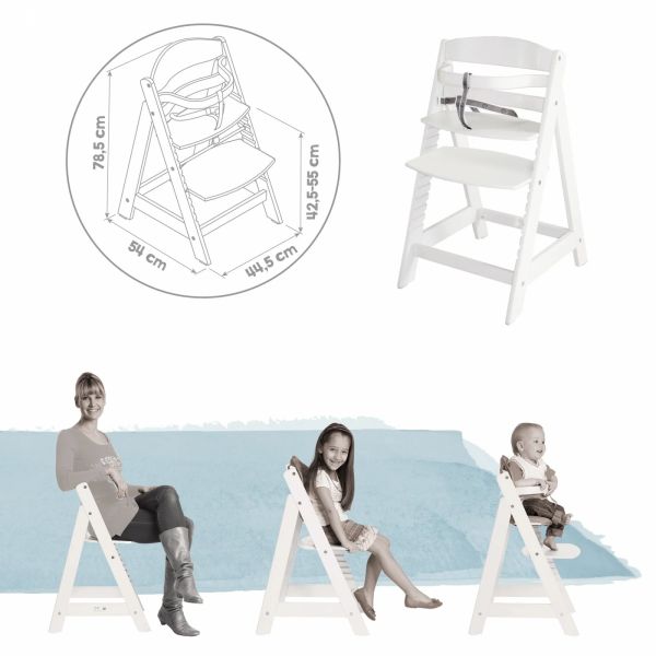 Chaise haute évolutive Sit Up lll  blanc avec coussin réducteur Adam et Eule