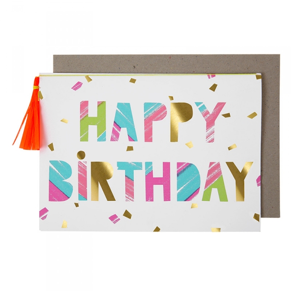 Carte Happy Birthday avec pompon