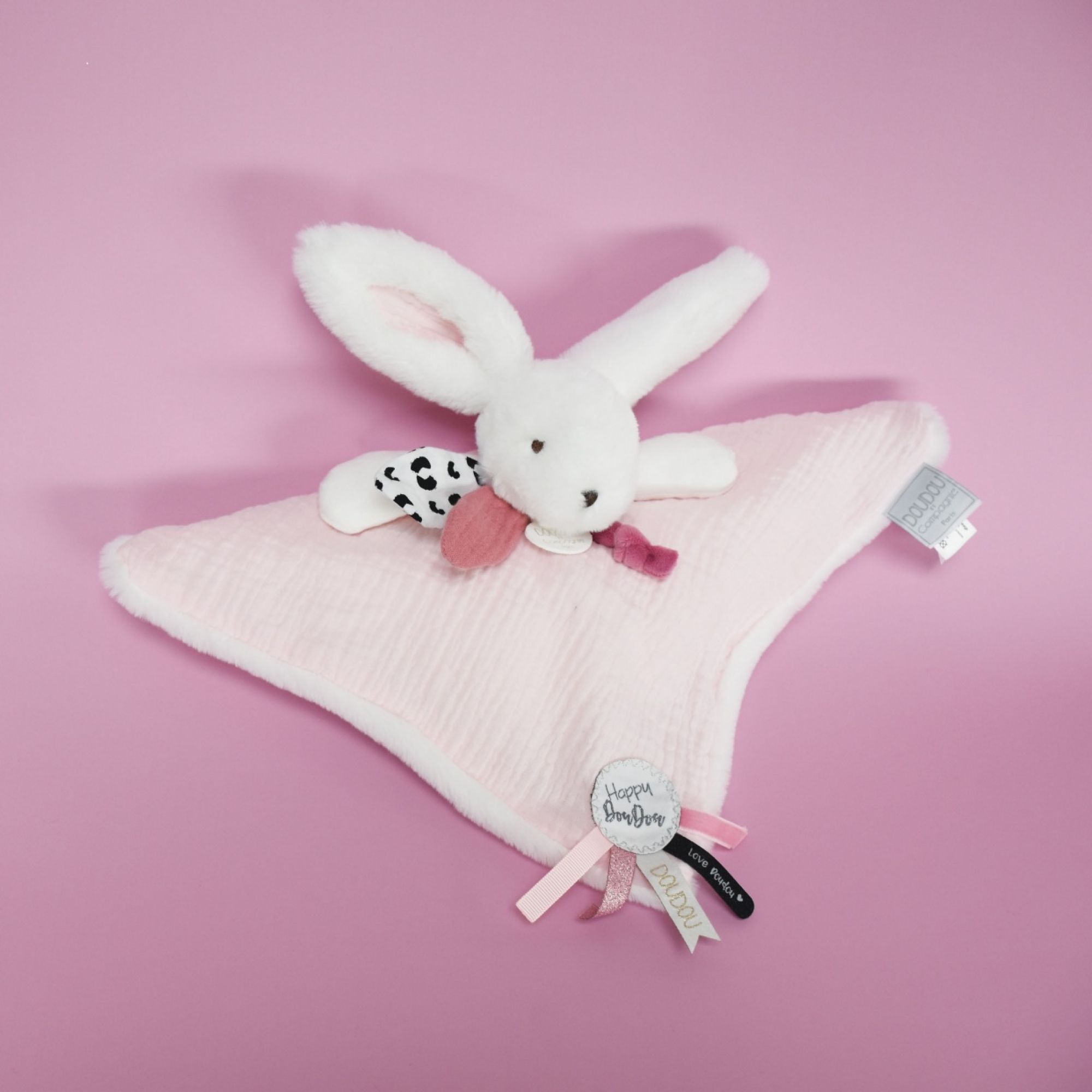 Petite peluche lapin avec Doudou mouchoir - Doudou et compagnie