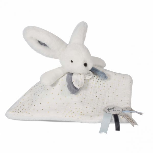 Doudou plat Happy glossy blanc