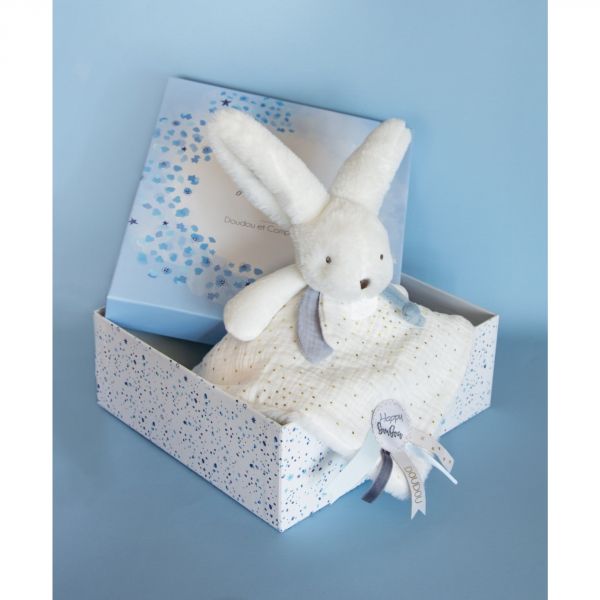 Doudou plat Happy glossy blanc