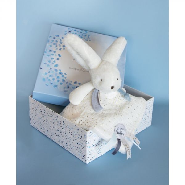 Doudou plat Happy glossy blanc