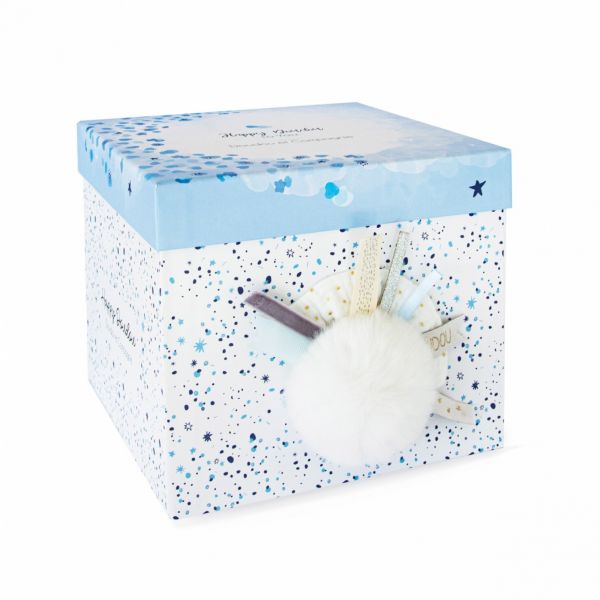 Doudou pantin Happy glossy blanc