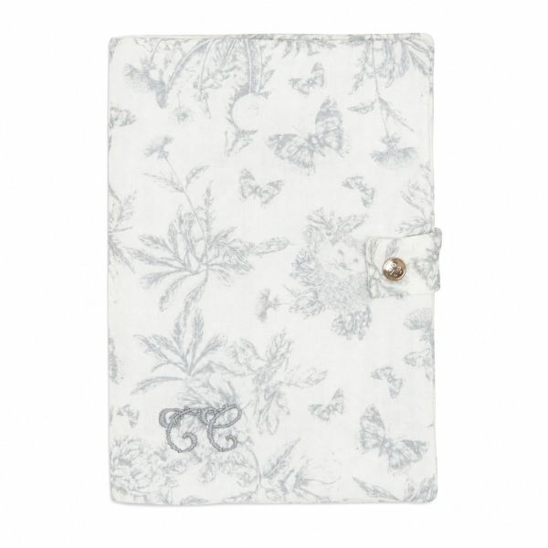Protège carnet de santé en Toile de Jouy Gris