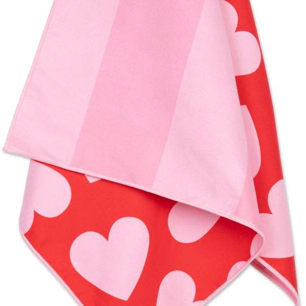 Serviette microfibre 135x65 cm - Cœur rouge