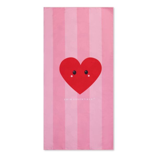 Serviette microfibre 135x65 cm - Cœur rouge