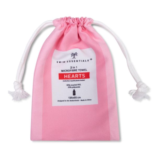Serviette microfibre 135x65 cm - Cœur rouge