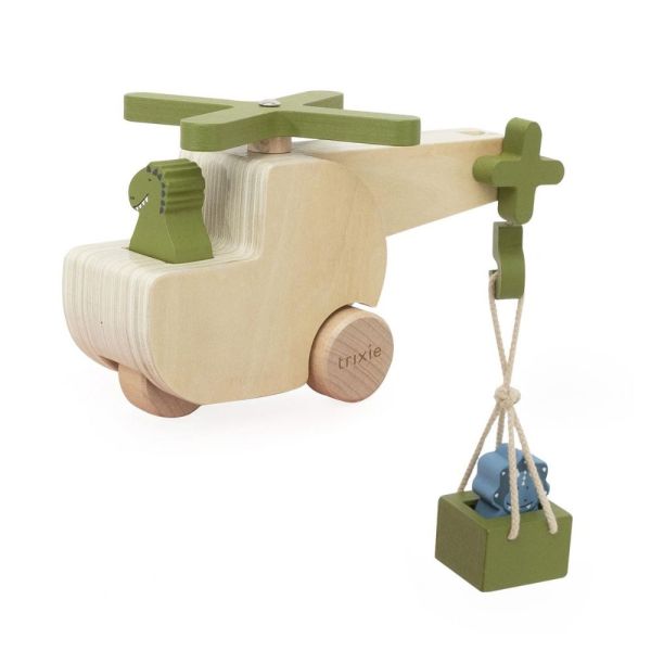 Hélicoptère d'animaux en bois