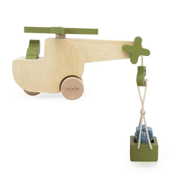 Hélicoptère d'animaux en bois