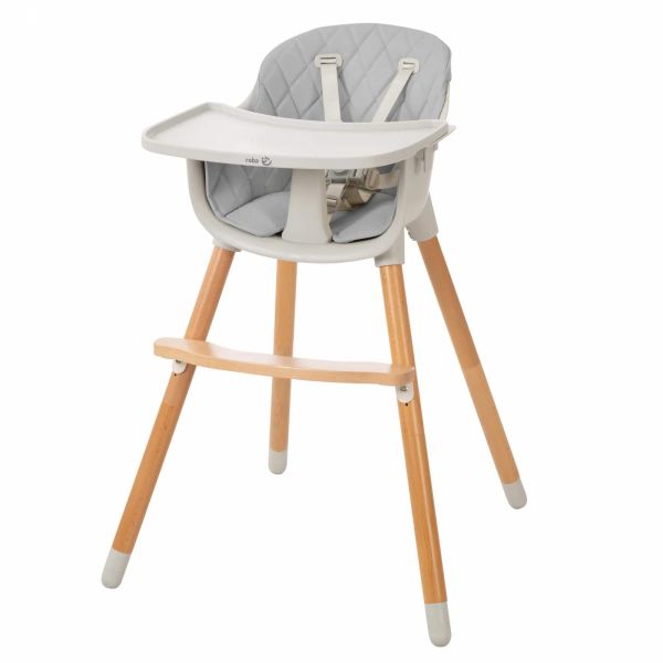 Chaise haute évolutive Style Up Wood avec siège gris