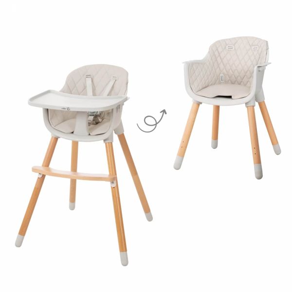 Chaise haute évolutive Style Up Wood avec siège gris