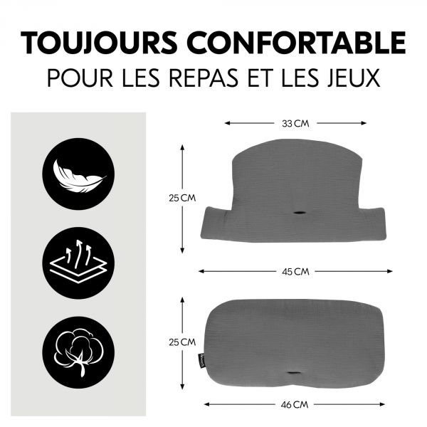 Coussin de chaise haute Select Muslin Dark Grey