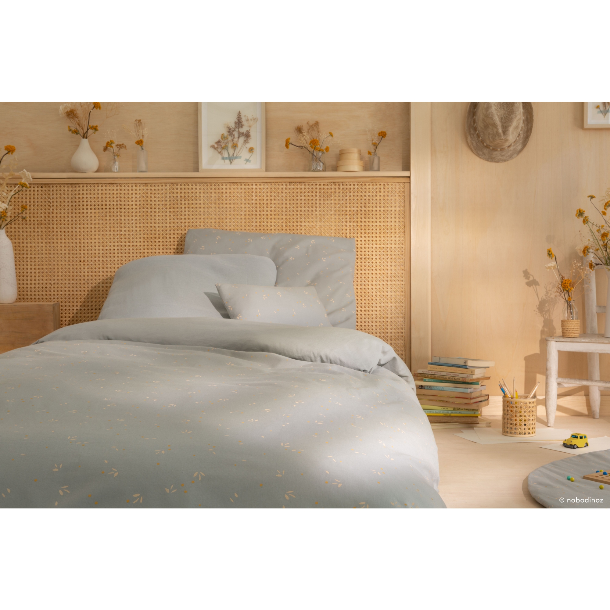 Nobodinoz Housse De Couette 70x140 Cm Himalaya Willow Soft Blue Made In Bebe