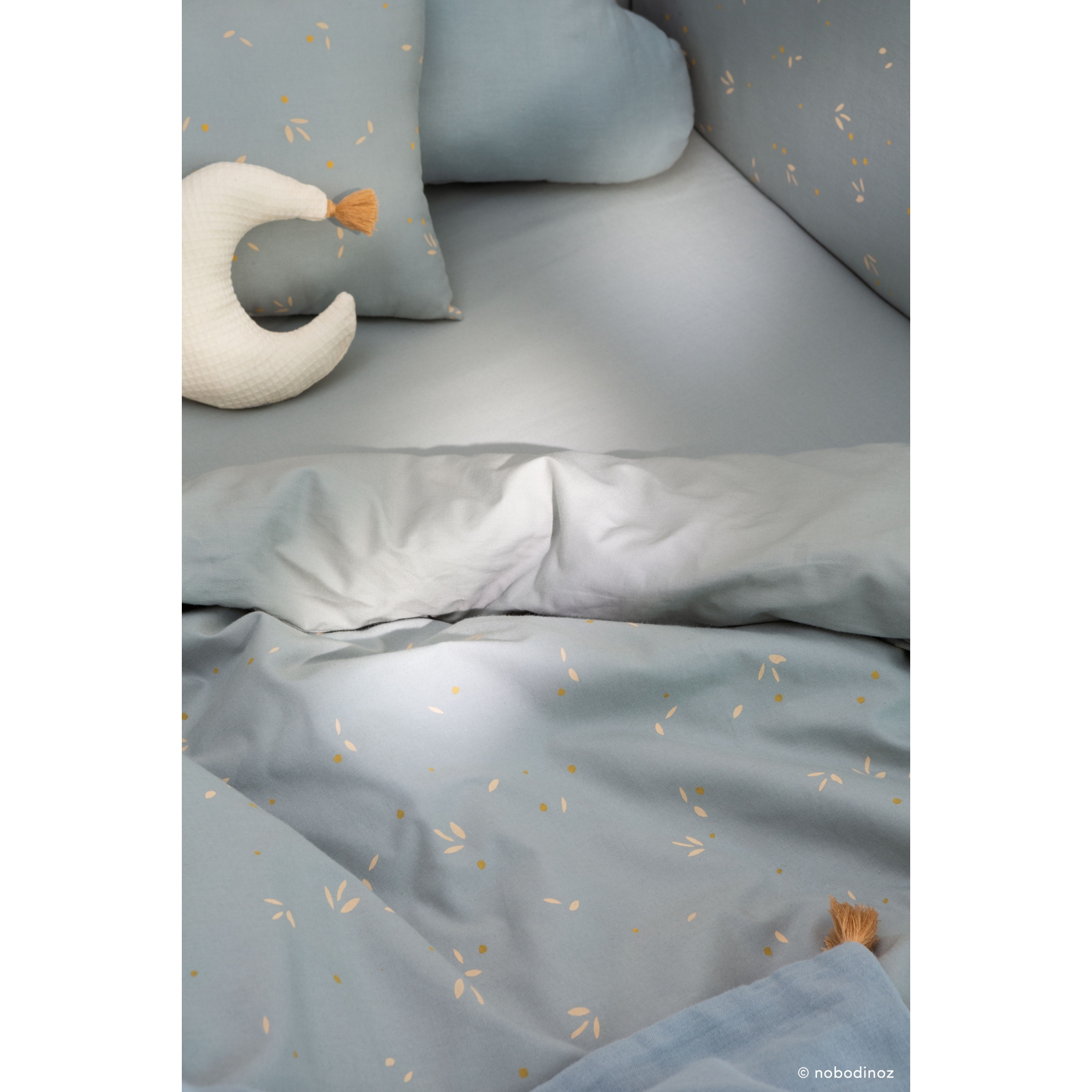 Nobodinoz Housse De Couette 70x140 Cm Himalaya Willow Soft Blue Made In Bebe