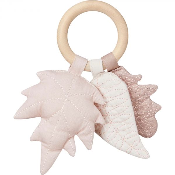 Hochet Feuilles Rose