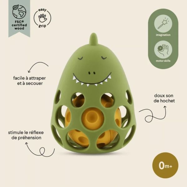 Hochet sensoriel en silicone Mr. Dino