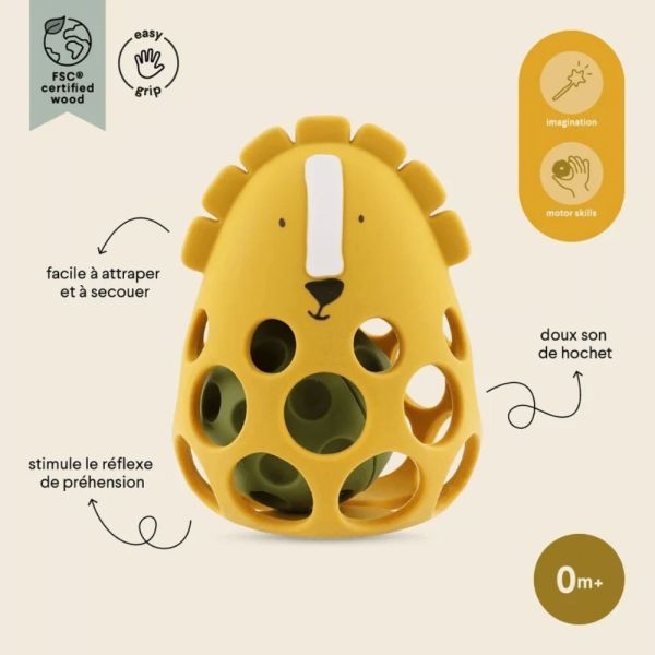 Hochet sensoriel en silicone Mr. Lion