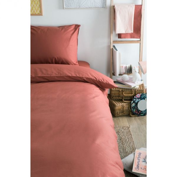 Housse de couette enfant unie en coton bio Terracotta 140 x 150 cm