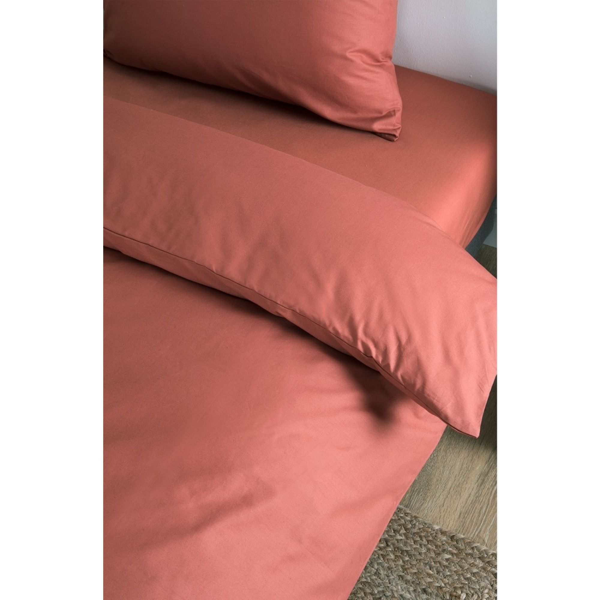 Housse de couette enfant unie en coton bio Terracotta 140 x 150 cm