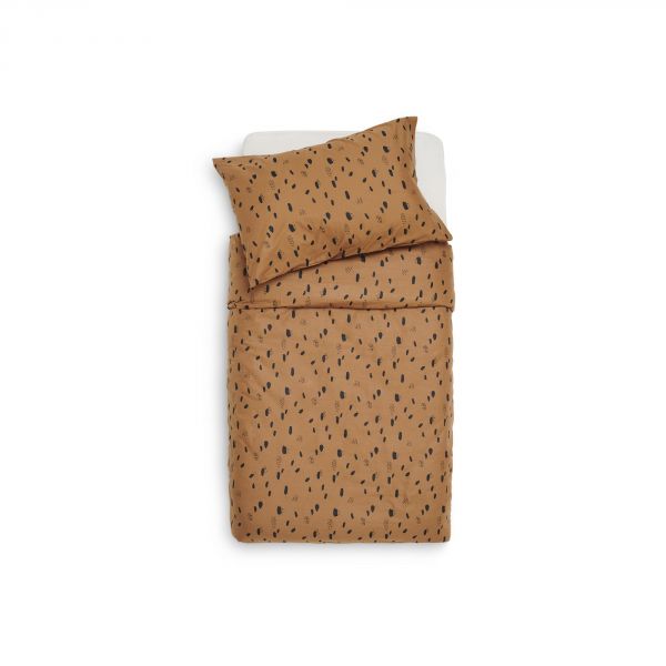 Housse de couette et taie 100x140cm Spot Caramel