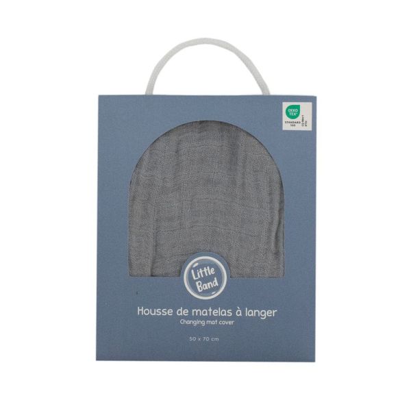 Housse matelas à langer 50 x 70 cm Gris en Gaze de coton