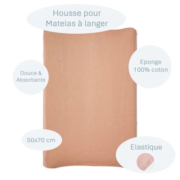 Housse matelas à langer Noix de pécan 50x70 cm éponge