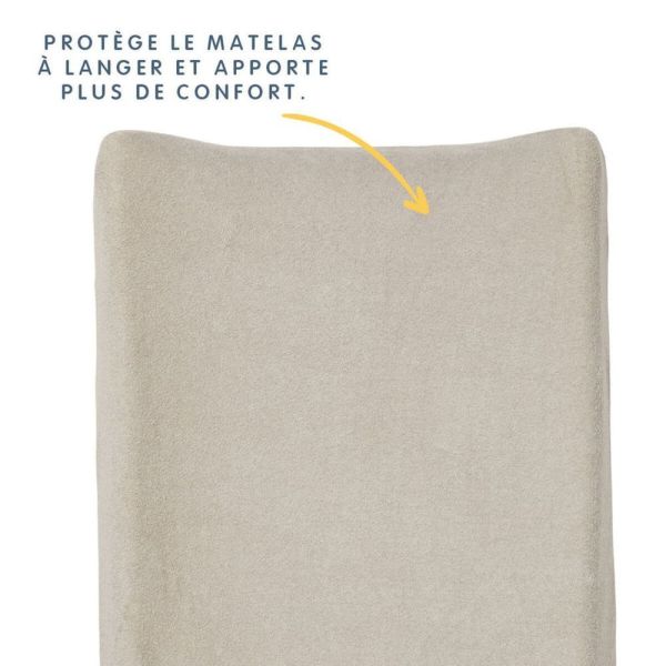 Housse matelas à langer 50 x 70 cm Taupe en Gaze de coton