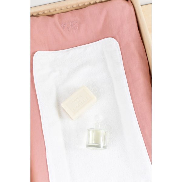 Housse de matelas à langer Toile de Jouy rose 55 x 75 cm