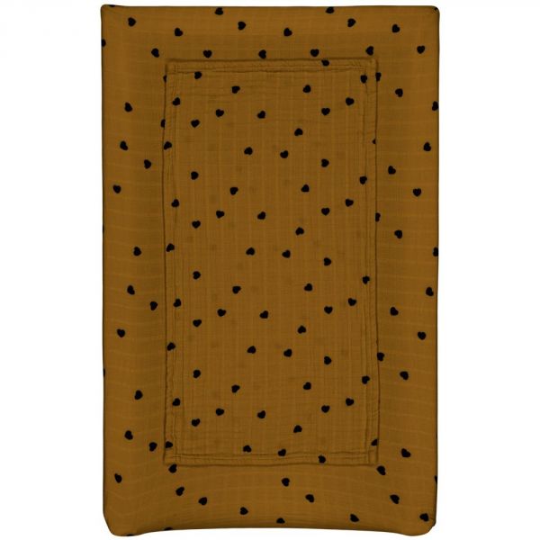 Housse de matelas à langer avec langes Fanny Coeur cumin