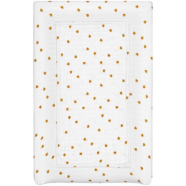 Housse de matelas à langer avec langes Fanny Coeur moutarde