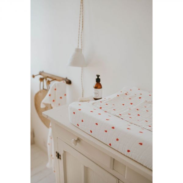 Housse de matelas à langer avec langes Fanny Coeur moutarde