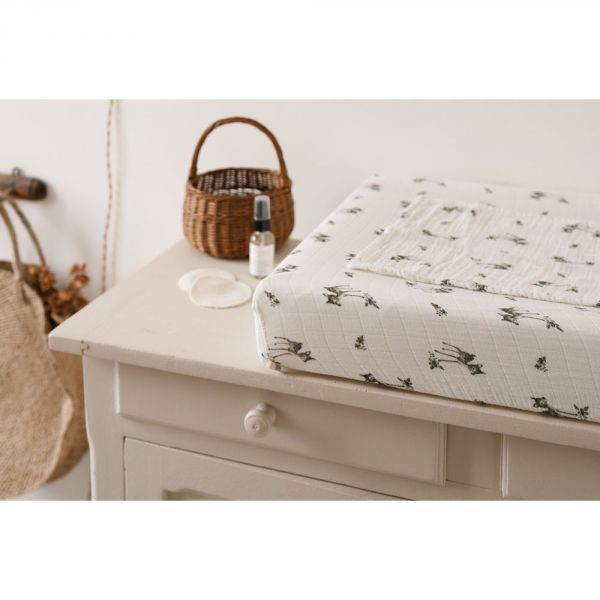 Housse de matelas à langer avec langes Fanny Faon écru