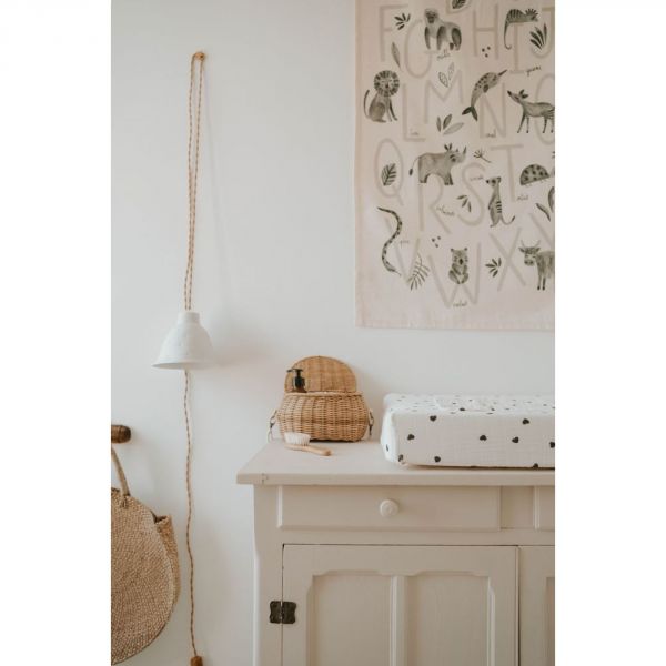 Housse de matelas à langer avec langes Fanny Mini coeur moutarde