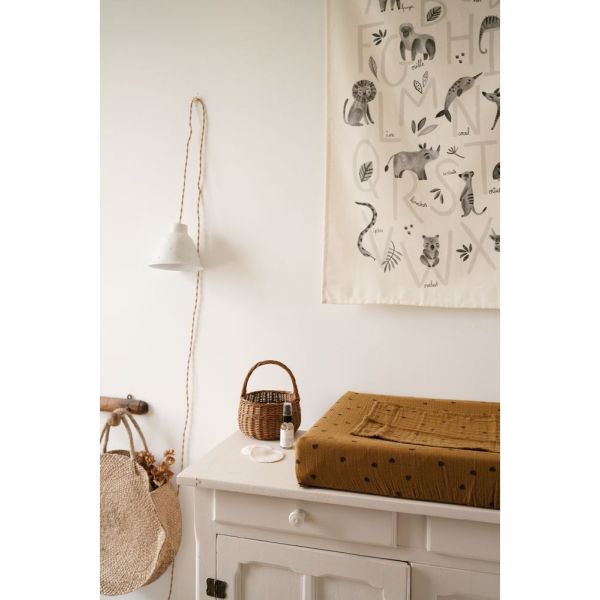 Housse de matelas à langer avec langes Fanny Mini coeur moutarde