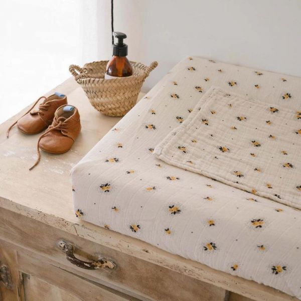 Housse de matelas à langer avec langes Fanny Pomme jaune
