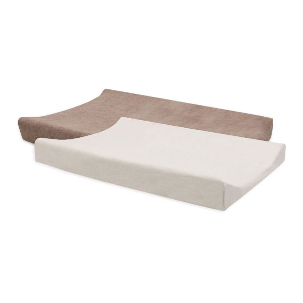 Lot de 2 housses matelas à langer éponge 50 x 70 cm Milky Coffee et Ivory