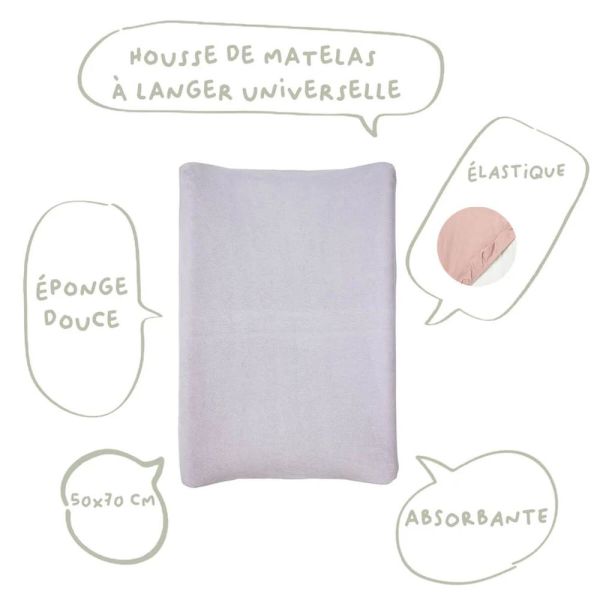 Housse matelas à langer 50 x 70 cm Lilas