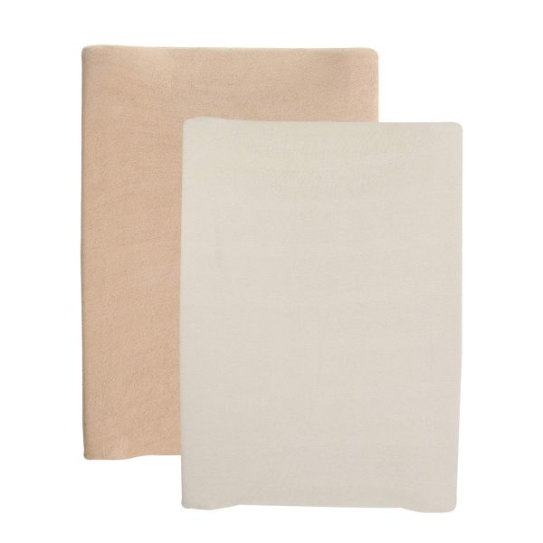 Lot de 2 housses de matelas à langer Sable/Caramel
