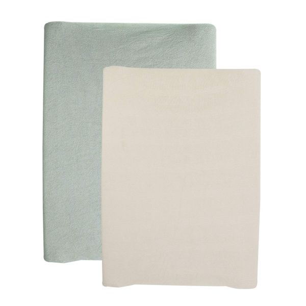 Lot de 2 housses de matelas à langer Sable/Vert