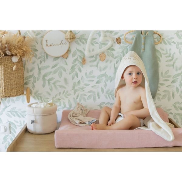 Lot de 2 housses de matelas à langer Sable/Vieux rose