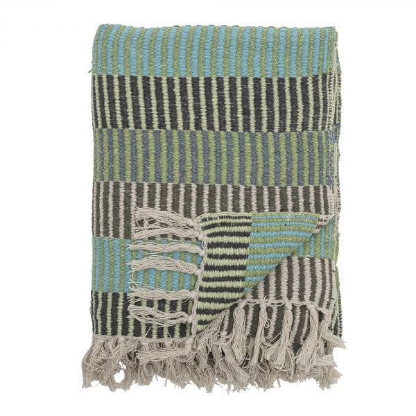 Plaid en coton recyclé 160x130 cm Isnel bleu