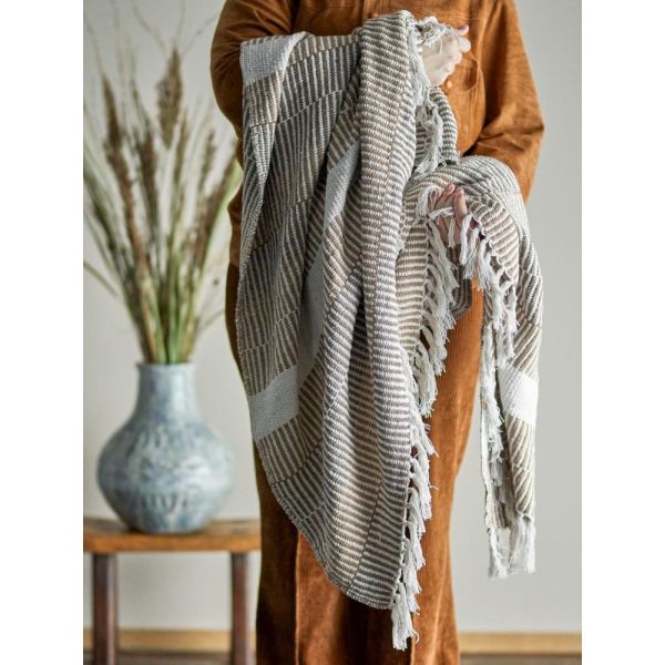 Plaid en coton recyclé Isnel Nature 160x130 cm